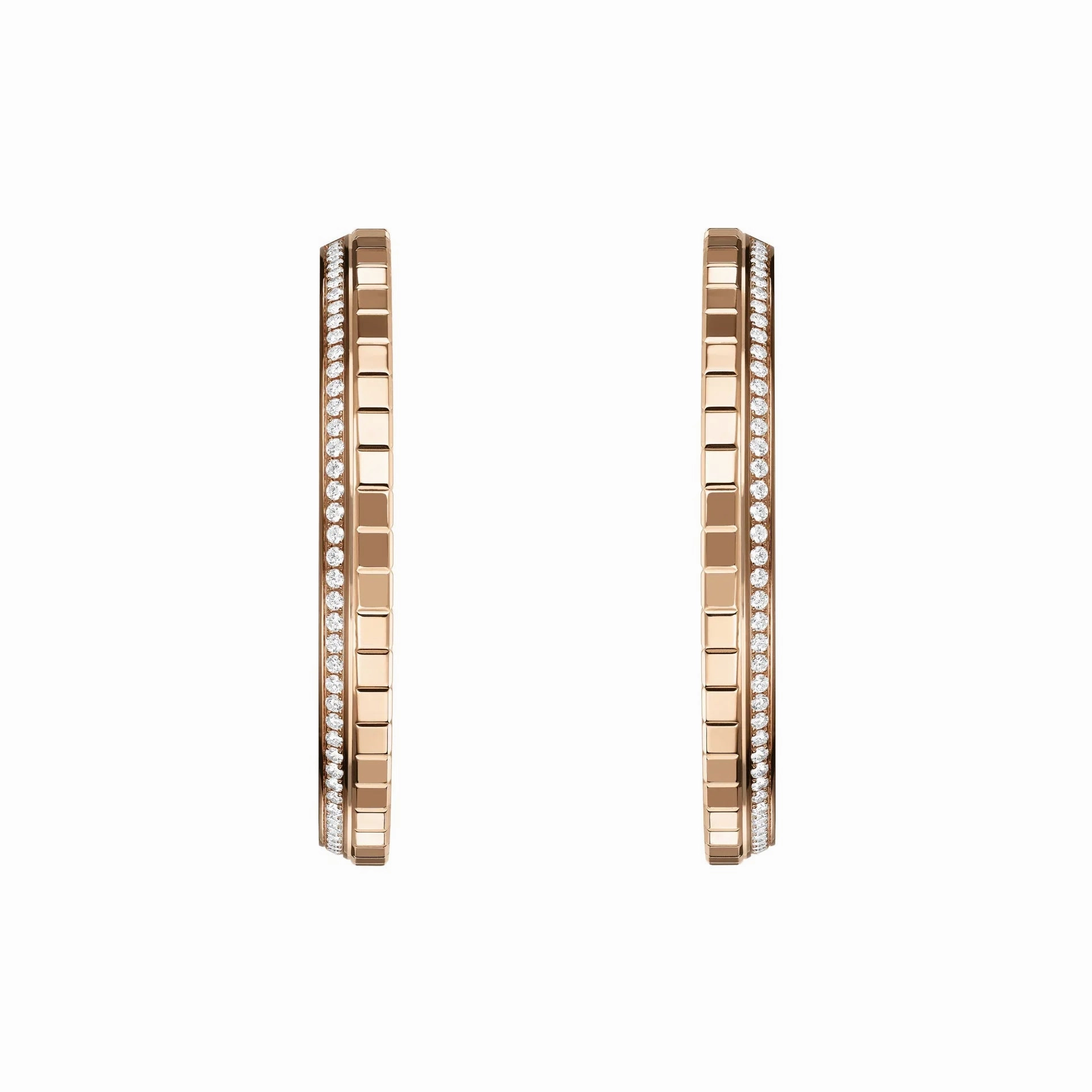 Chopard Ice Cube 18ct Rose Gold 0.66ct Diamond Large Hoop Earrings