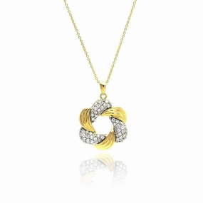 Clearance-Silver 925 Gold and Rhodium Plated Clear CZ Star of David Necklace - STP00825