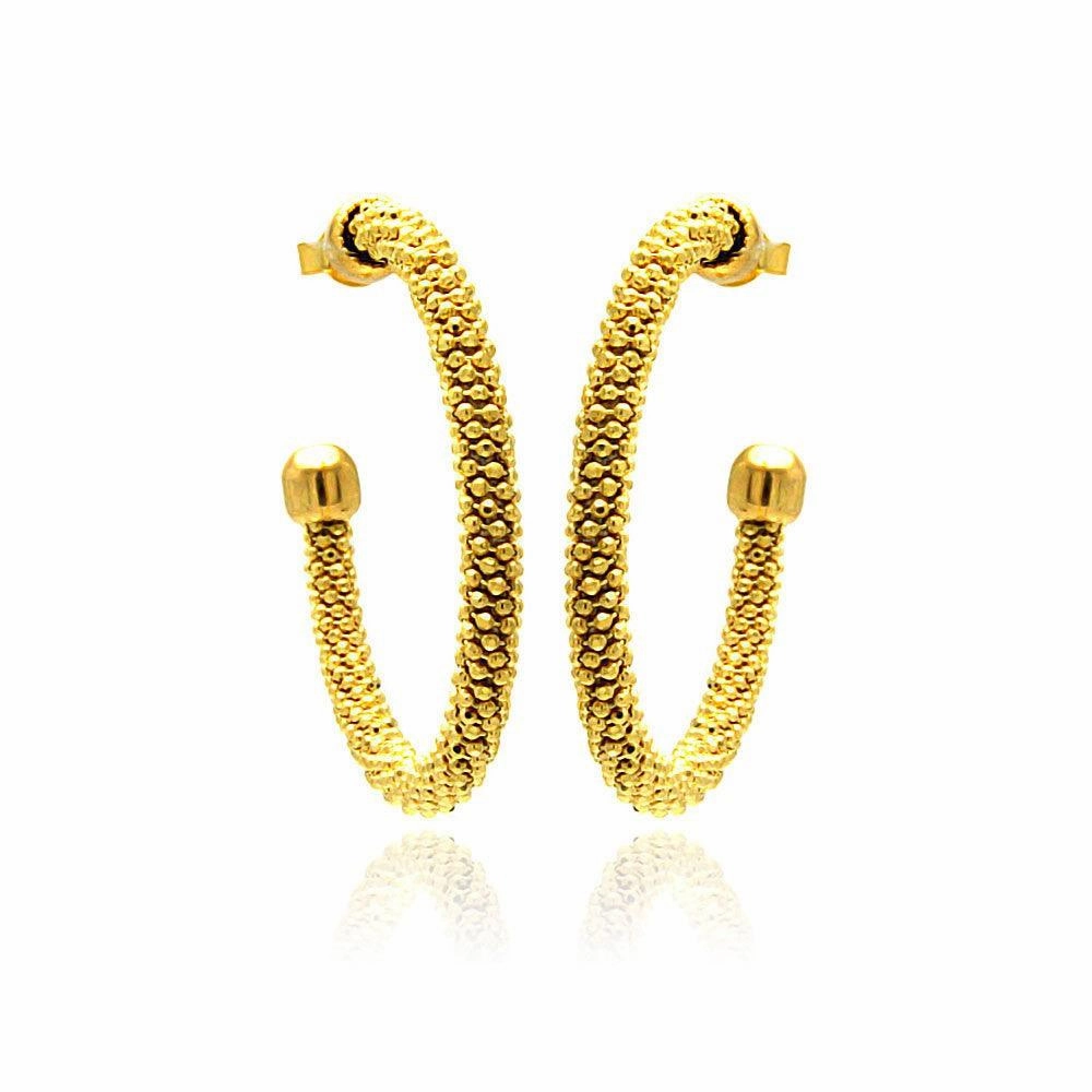 Clearance-Silver 925 Gold Plated Hoop Earrings - ITE00042GP