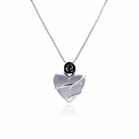 Clearance-Silver 925 Rhodium Plated Clear CZ Heart Pendant Necklace - STP00846