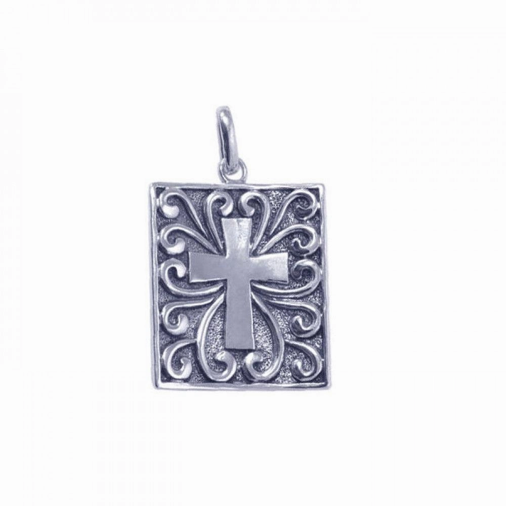 Clearance-Silver 925 Rhodium Plated Cross Pendant - STP00774