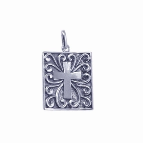 Clearance-Silver 925 Rhodium Plated Cross Pendant - STP00774