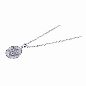 Clearance-Silver 925 Rhodium Plated CZ Star of David Pendant Necklace - STP00510