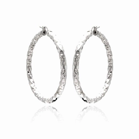 Clearance-Silver 925 Rhodium Plated Hoop Earrings - ITE00021RH