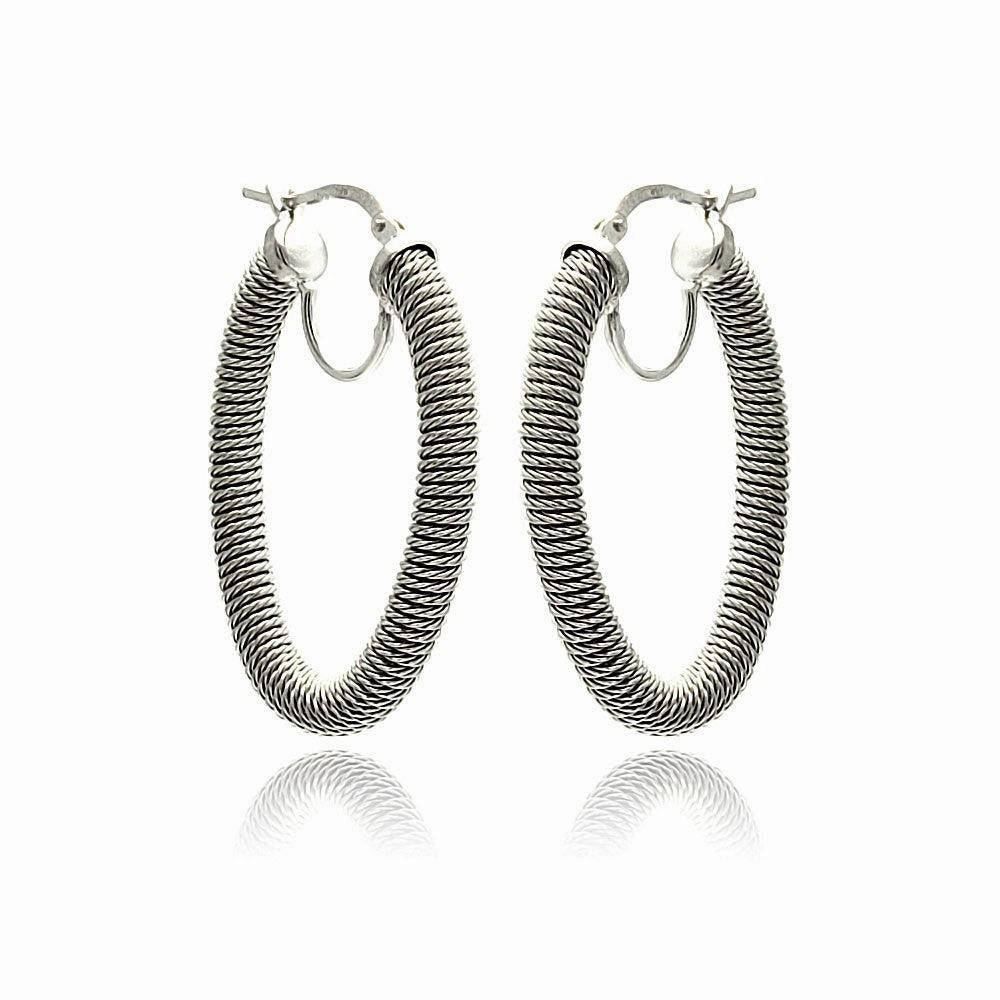 Clearance-Silver 925 Rhodium Plated Hoop Earrings - ITE00044RH