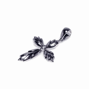 Clearance-Silver 925 Rhodium Plated Polished Cross Pendant Necklace - STP00324