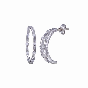 Clearance-Silver 925 Rhodium Plated Round CZ Hoop Earrings - STE00619