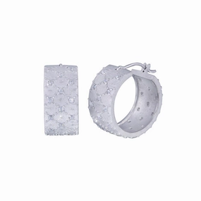 Clearance-Silver 925 Rhodium Plated Small Round Clear CZ Hoop Earrings - STE00763