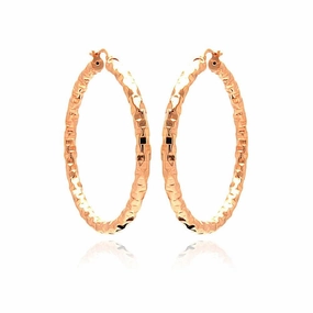 Clearance-Silver 925 Rose Gold Plated Hoop Earrings - ITE00021RGP