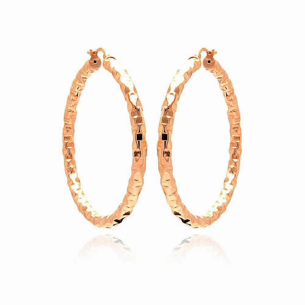 Clearance-Silver 925 Rose Gold Plated Hoop Earrings - ITE00021RGP