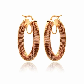Clearance-Silver 925 Rose Gold Plated Hoop Earrings - ITE00041RGP