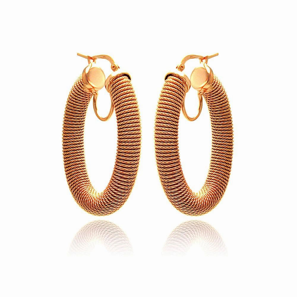 Clearance-Silver 925 Rose Gold Plated Hoop Earrings - ITE00041RGP