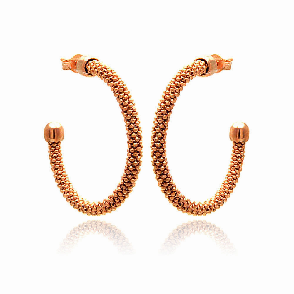 Clearance-Silver 925 Rose Gold Plated Hoop Earrings - ITE00042RGP