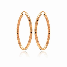Clearance-Silver 925 Rose Gold Plated Oval Hoop Earrings - ITE00022RGP