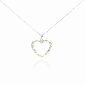 Clearance-Silver 925 Yellow CZ Rhodium Plated Heart Pendant Necklace - STP00243