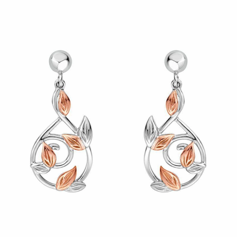 Clogau Awelon Sterling Silver 9ct Rose Gold Drop Earrings D