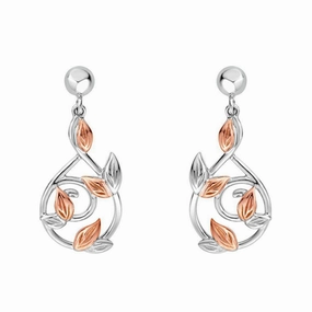 Clogau Awelon Sterling Silver 9ct Rose Gold Drop Earrings D