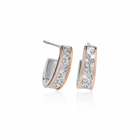 Clogau Cariad Sparkle Sterling Silver Half Hoop Earrings