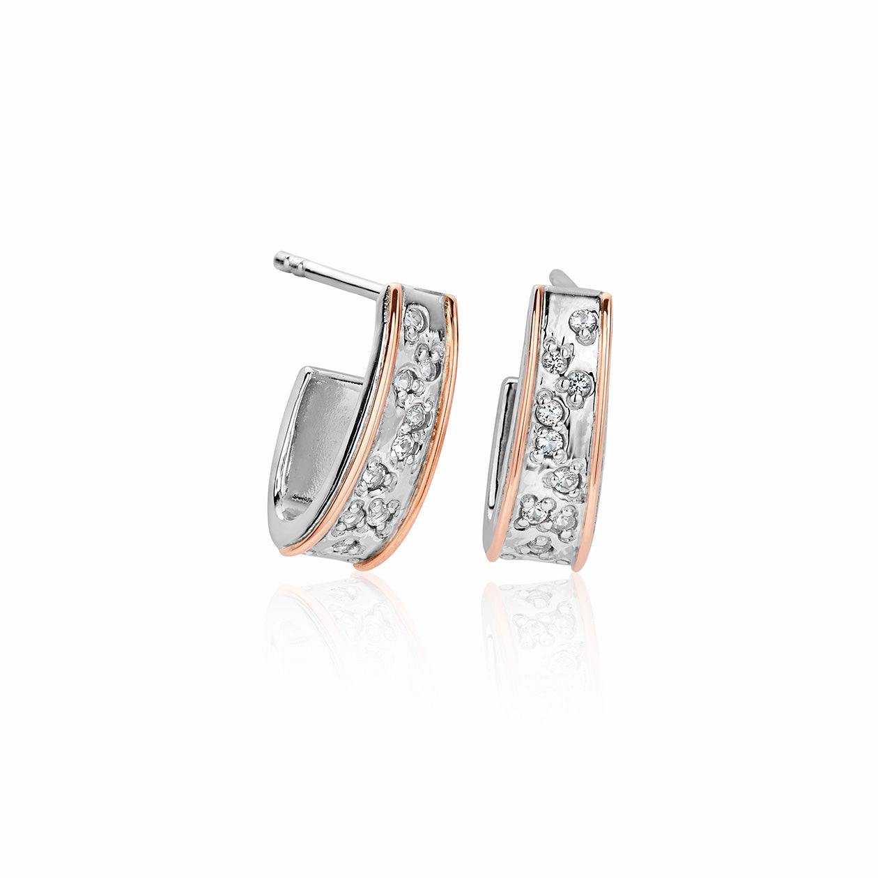Clogau Cariad Sparkle Sterling Silver Half Hoop Earrings