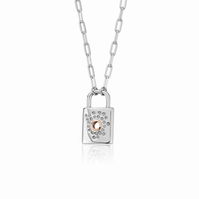 Clogau Cariad Sparkle Sterling Silver Topaz Padlock Necklace