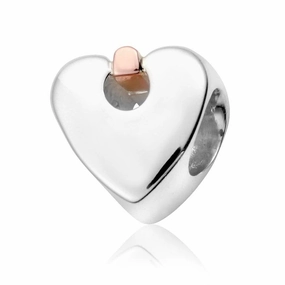 Clogau Cariad Sterling Silver Rose Gold Heart Charm