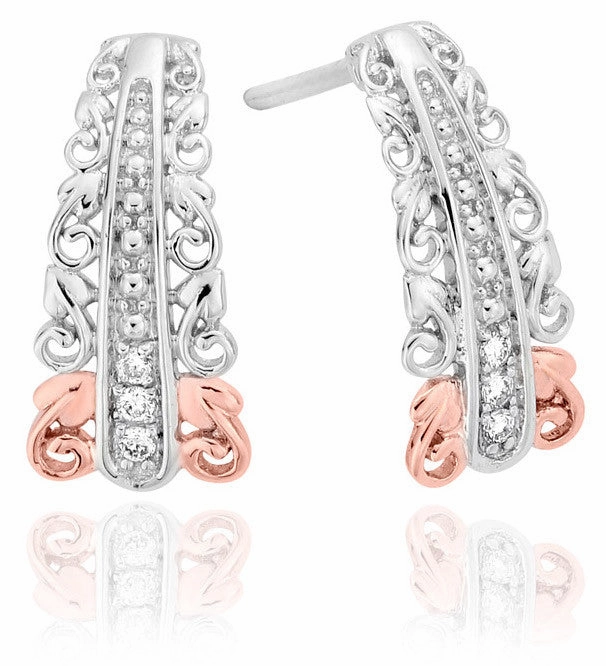 Clogau Earrings Am Byth Tapered Diamond Silver