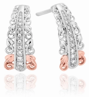 Clogau Earrings Am Byth Tapered Diamond Silver