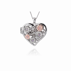 Clogau Fairy Sterling Silver 9ct Rose Gold Amethyst Floral Locket D