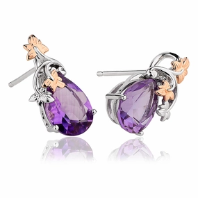 Clogau Great Vine 18ct White Gold Amethyst Earrings