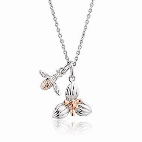 Clogau Honey Bee Sterling Silver Orchid Necklace