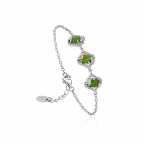 Clogau Ivy Leaf Green Jasper White Topaz Sterling Silver Bracelet D
