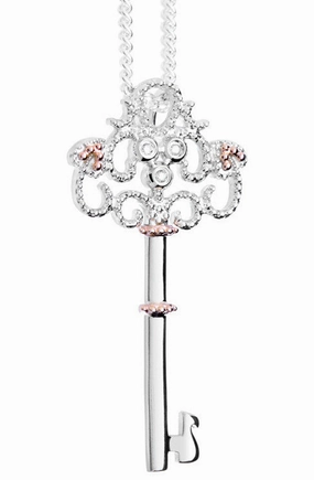 Clogau Kensington Sterling Silver Key Necklace D