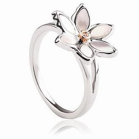Clogau Lady Snowdon Sterling Silver Mother of Pearl Diamond Ring D