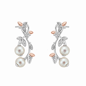 Clogau Lily Of The Valley Sterling Silver Pearl Drop Earrings D