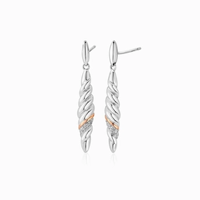 Clogau Lover's Twist Sterling Silver White Topaz Drop Earrings D