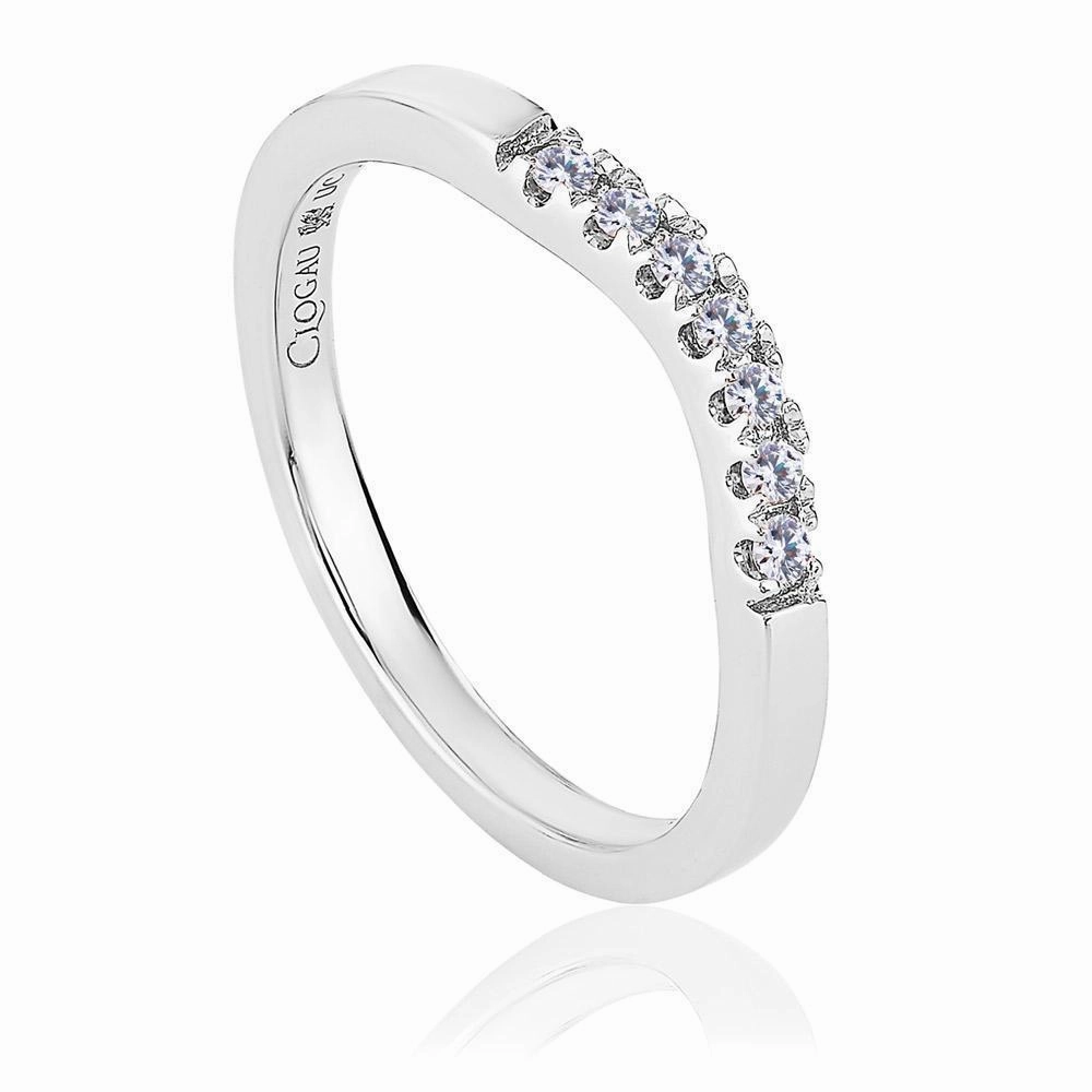 Clogau Past Present Future 9ct White Gold 0.14ct Diamond Wedding Ring D