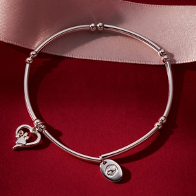 Clogau Paw Print White Topaz Sterling Silver Bangle FREE GIFT WITH PURCHASE