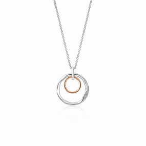 Clogau Ripples Double Hoop Sterling Silver White Topaz Pendant D