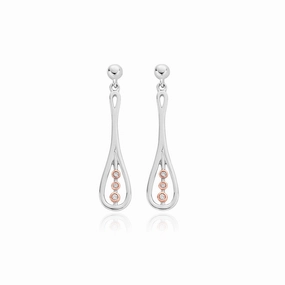 Clogau Royal Crown Sterling Silver Diamond Drop Earrings
