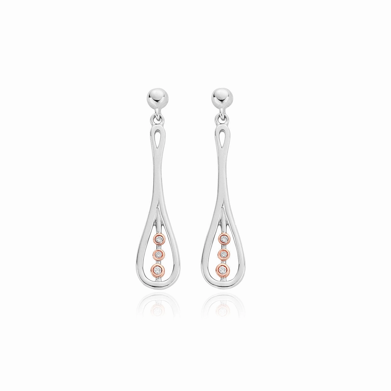 Clogau Royal Crown Sterling Silver Diamond Drop Earrings