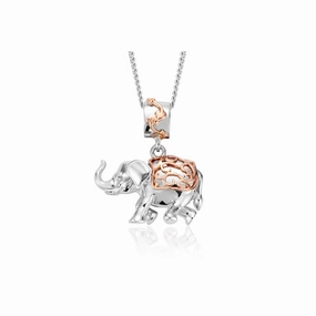 Clogau The Journey Sterling Silver 9ct Rose Gold Indian Elephant Necklace