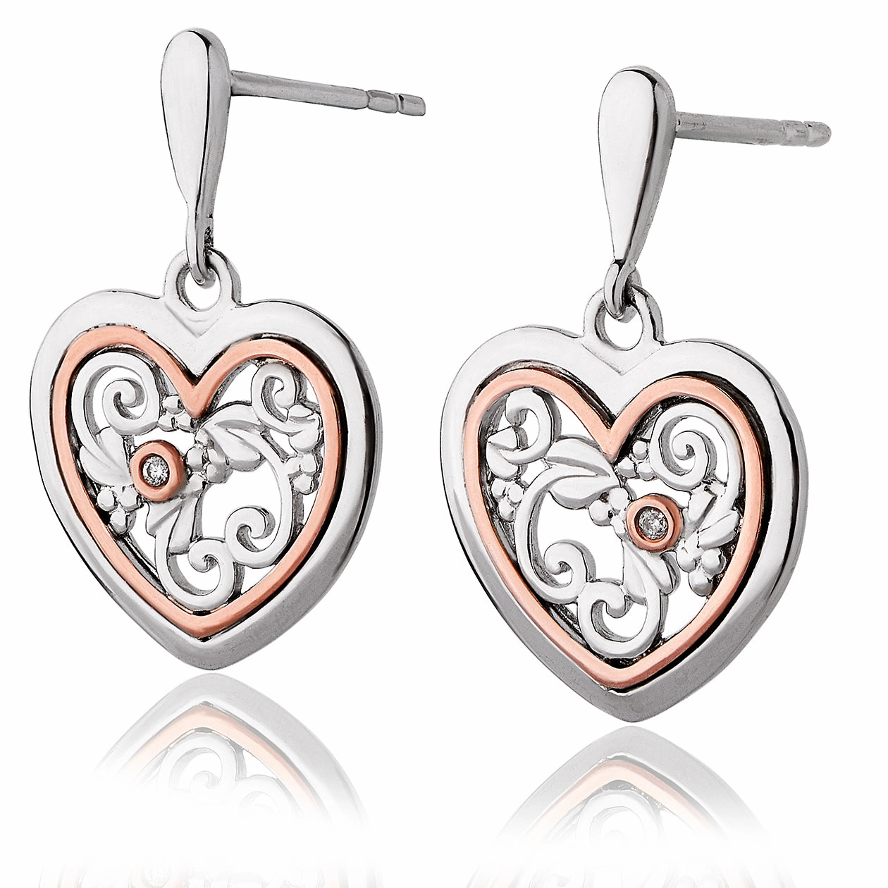 Clogau Tree of Life Sterling Silver Diamond Drop Earrings