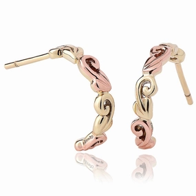 Clogau Tree Of Life Yellow and Rose Gold Half Hoop Earrings