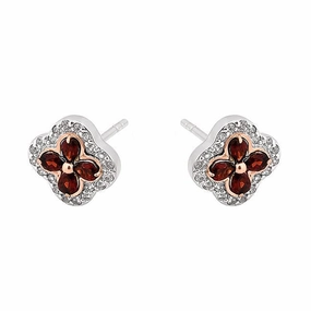 Clogau Tudor Court Sterling Silver Garnet Stud Earrings D