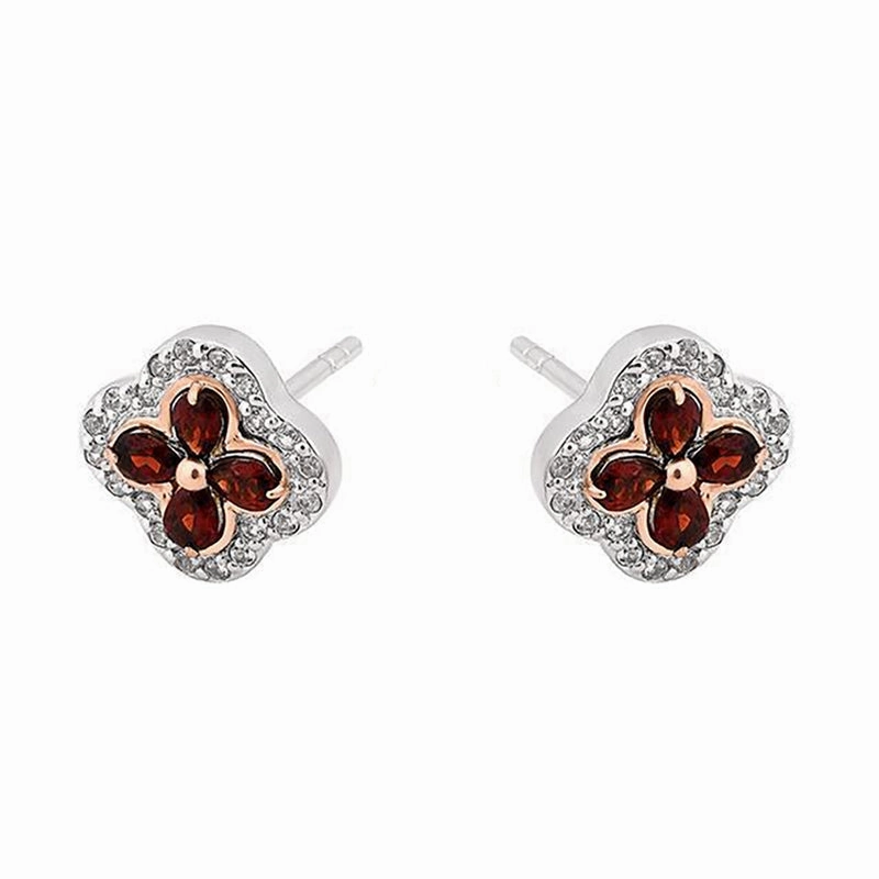 Clogau Tudor Court Sterling Silver Garnet Stud Earrings D