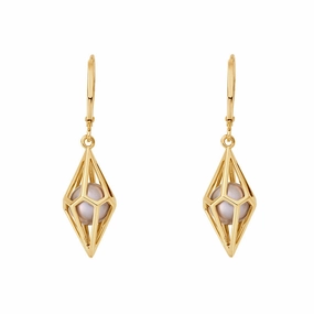 Clogau Watching Chamber Caged 9ct Gold Black Pearl Earrings D