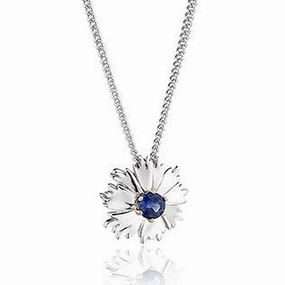Clogau Wildflower Sterling Silver Blue Sapphire Pendant Necklace