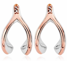 Clogau Wishbone Sterling Silver Diamond Stud Earrings