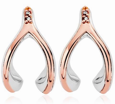 Clogau Wishbone Sterling Silver Diamond Stud Earrings