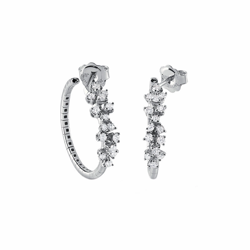 Damiani Mimosa 18ct White Gold 0.70ct Diamond Hoop Earrings